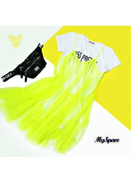 Платье MISS PRETTY  и сетка NEON лимон